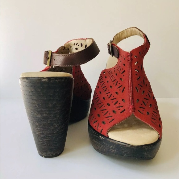JAMBU WOMEN'S SANDALS SIZE 9M RED SLINBACK VERA RED WEDGE SANDALScj16 - Picture 3 of 9